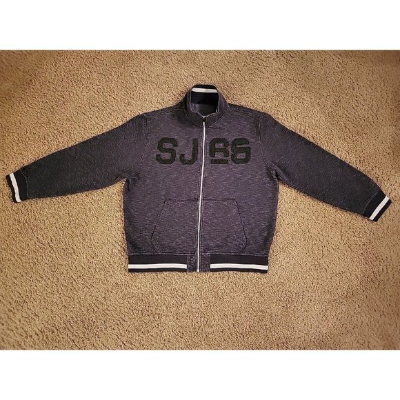 Sean John Men's Zip Up Long Sleeve Jacket Size XXL/2XL Grey White - Picture 1 of 14